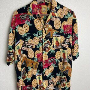 Vintage Hawaiian Shirt Pineapples Rayon Made in Korea Sz M
